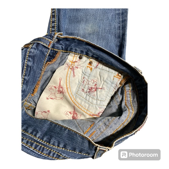 Men’s Y2K True Religion Rainbow Joey Big T Flared Jeans - Picture 9 of 9